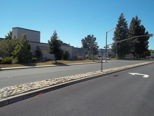 View of TGIF Driving north on Grimmer approching Enterprise (left) Technology (right).