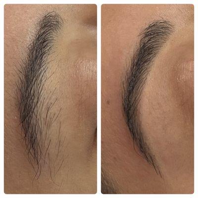 Before and after eyebrow wax