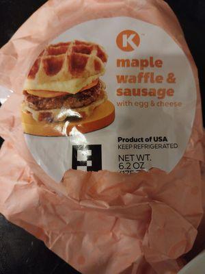 Maple Sausage Waffle breakfast sandwich