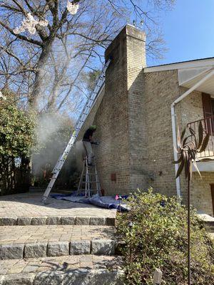 repointing exterior chimney walls