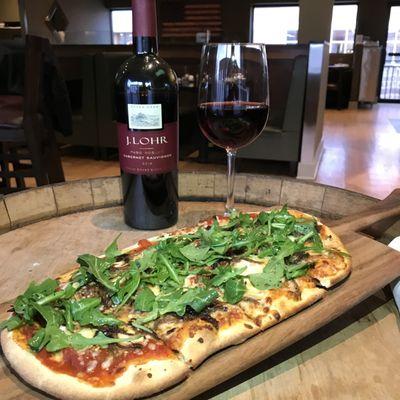 Chef's special flatbread. Paired with red wine