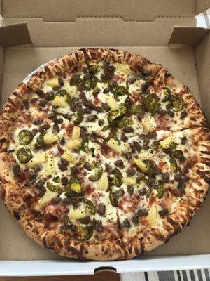 $13.00 large pizza, Hunt brothers pizza is inside 5-10-23