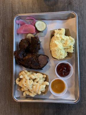 Burnt Ends w/ Mac n Cheese and Potato Salad