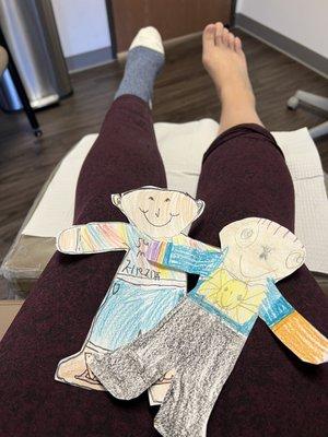 Flat Derrick & Flat Dylan at my foot appt