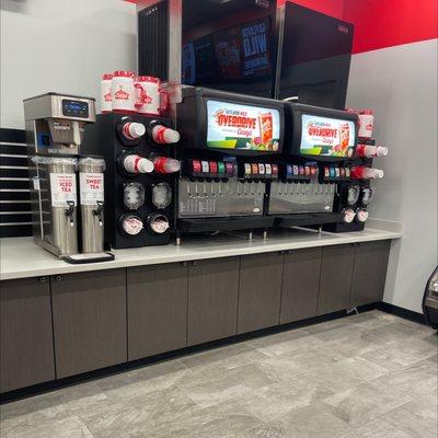 Soda station.