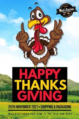 We want to wish you a Happy Thanksgiving from us here at Mail Station. Enjoy the day and hopefully, the food coma is minimal!!