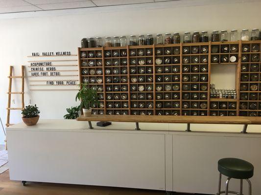 Herb Bar!  Look at all those bulk herbs!!! :)