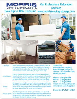 Professional Moving and Storage Services within California.