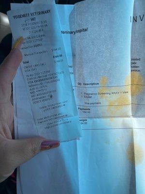 Receipt for X-ray