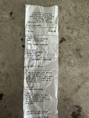 Time stamped receipt