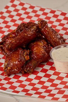 Baked & Fried Wings (pictured: tossed in Dragon sauce)