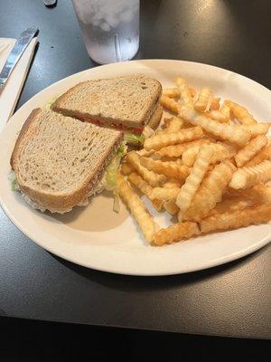 Tuna on rye with fries