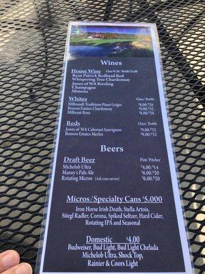 Drink menu