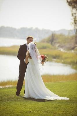 Bride and Groom first look on The Great Lawn