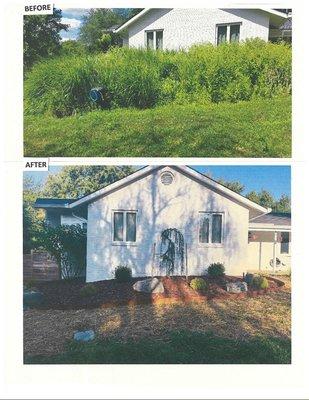 Before and after of one of the jobs completed by American Landscaping Inc.