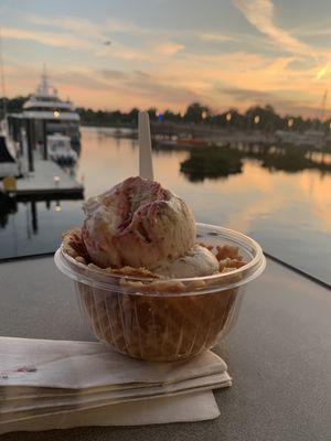 Ice cream with sunset