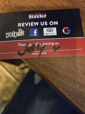 Review card.