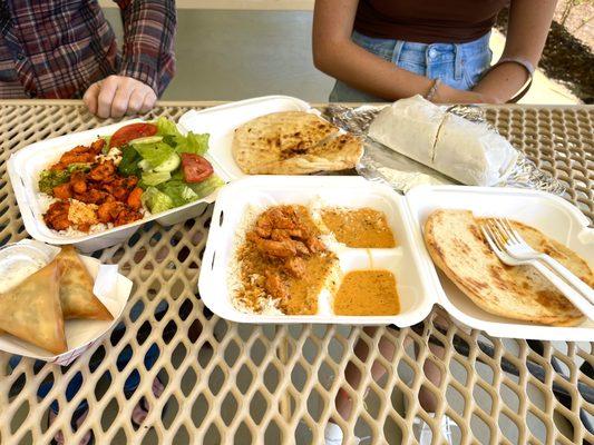 Indian Butter Chicken Curry and Kenyan Chicken Tikka and Chicken Avocado Ranch Wrap