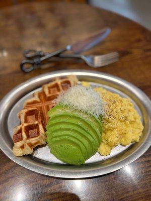 Prosciutto Scramble (~$15): subbed prosciutto for avocado