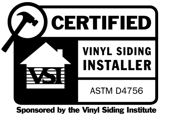 VSI Certified Vinyl Siding Installer Also an Elite Contractor for Mastic / Ply Gem.