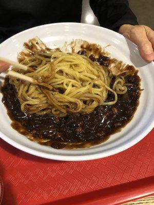 Jjajangmyeon with hand made noodles.