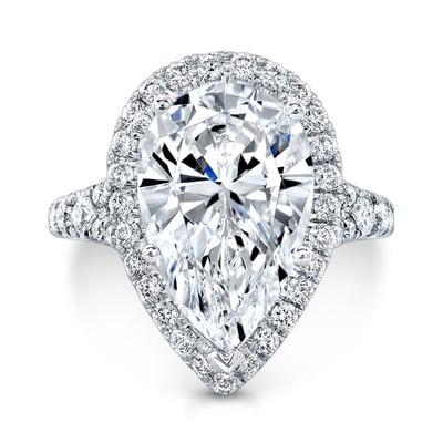 Pear halo diamond engagement ring