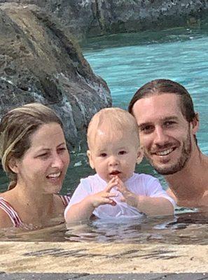 Family vacation and baby is swimming!!