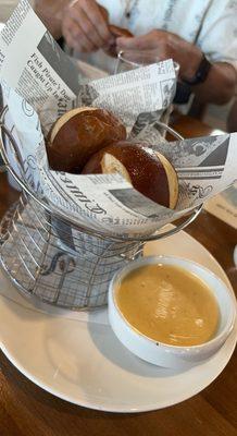 complimentary pretzel bread & cheese sauce