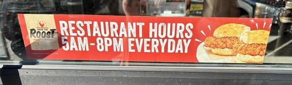 Hours 5am-8pm everyday