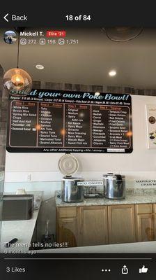 Poki bowl menu