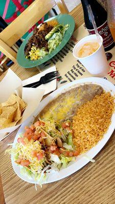 2 Hard shell Tacos Plate and a asada Fiesta Bowl