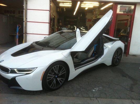 2015 Bmw I8 with 3m Color Stable 20%. Front Windshield Crystalline 70% for ultimate heat rejection.