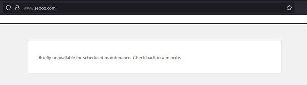 The Sebco web site was like this for at least 8 hours on April 11, 2022