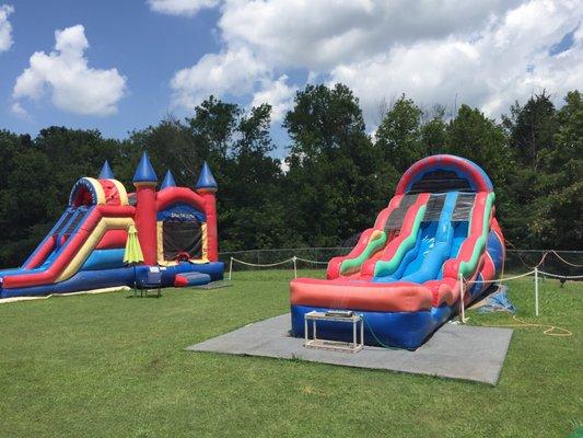 Water slides.  Fun for kids.