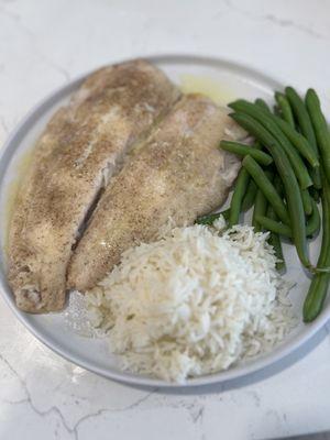 Lemon Sole Meniere w/White rice and String beans