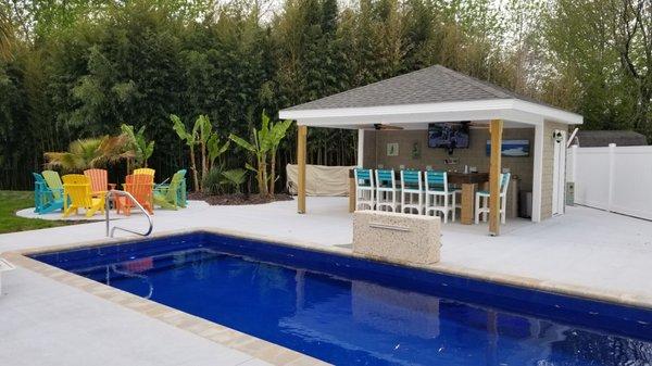 Here's the beautiful pool they did for us last year.. We then built our pool house...Party Central!