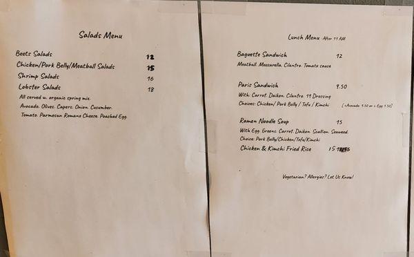 Menu as of 1/29/23 (2 of 2)