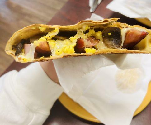 Meaty breakfast crepe