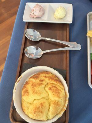 Spoonbread that they brought to the table as a courtesy.