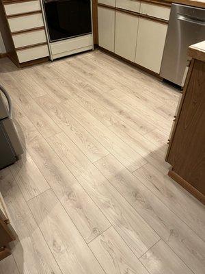 Kitchen floor with newly installed LVP