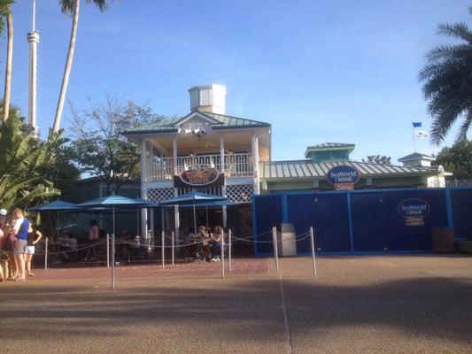 Exterior of the bakery and patio area.