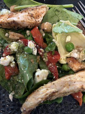 Spinach pesto salad with chicken