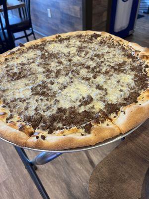 Cheese steak pizza