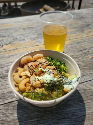 shrimp poke bowl and cart barn