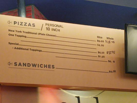 pizza menu