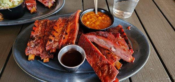 Full rack of ribs and BBQ beans