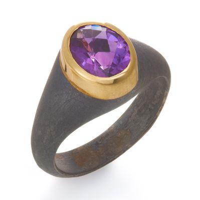 Sterling Silver and 18k gold amethyst ring