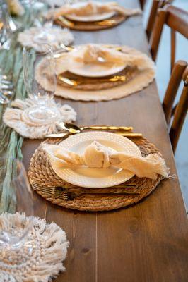 Table setting of wedding reception