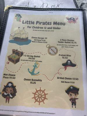 Kids menu