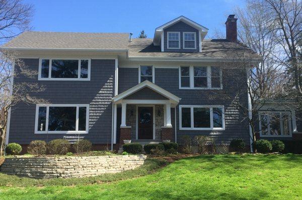 Two story home with new windows, siding & gutters in Springfield, IL.